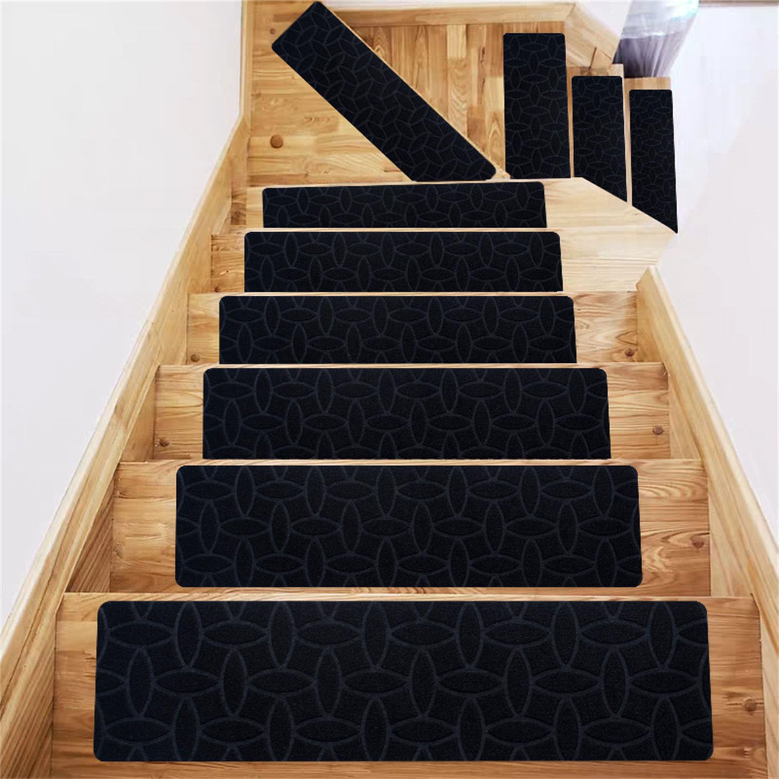 TYYCKJ Carpet Stair Treads Self Adhesive, Non-Slip Carpet Stair Runner Carpet Stairs Mats Removable Reused for Kids Elders and Pets (15pc,Stone-Brown)