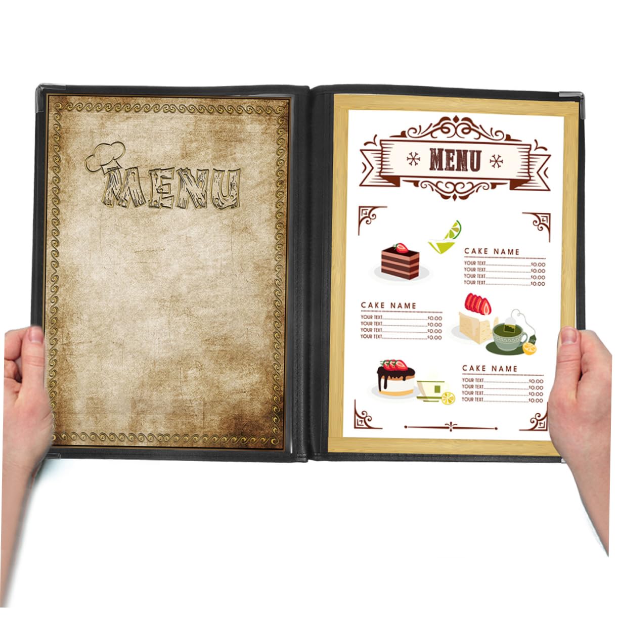 PRETYZOOM Commercial Menu Holders 2 Pack 6 Page 12 View Restaurant Menu Book Holder Practical Stylish