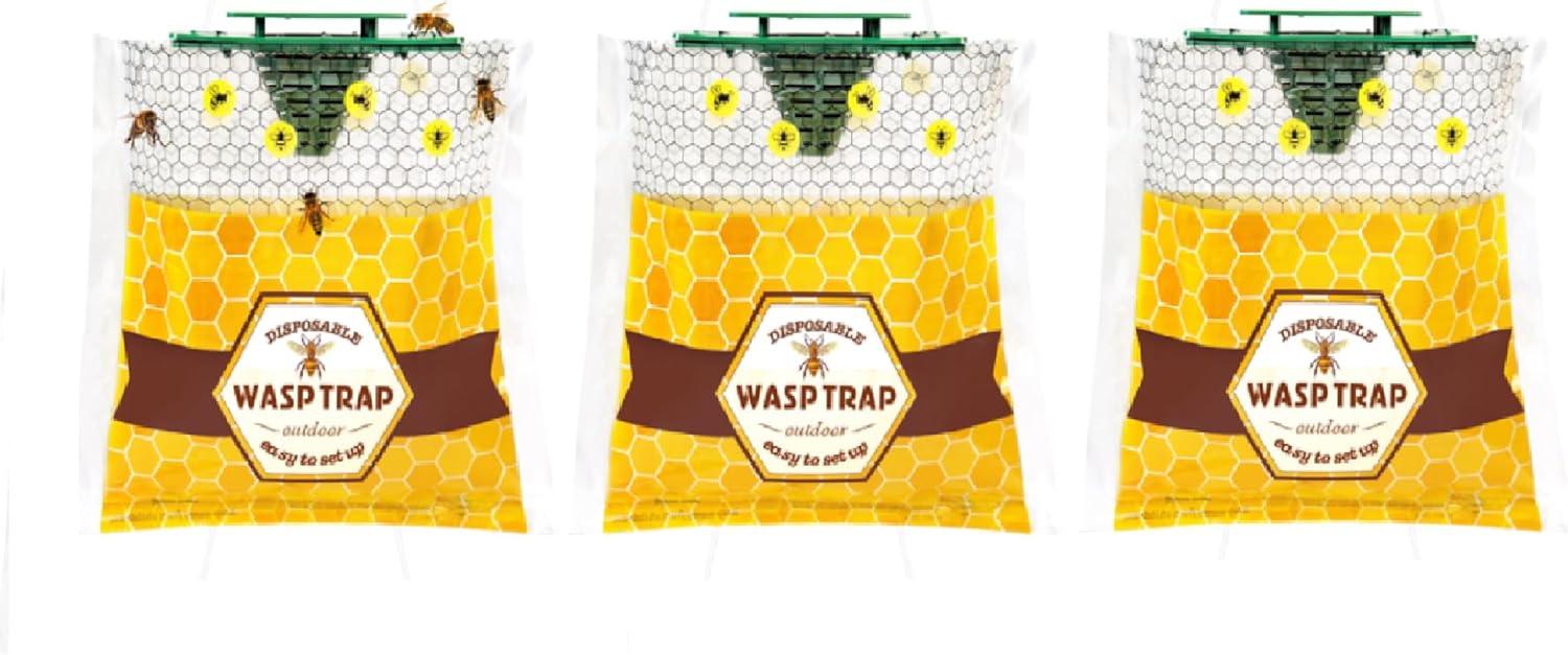 8 Pack Disposable Wasp Traps Outdoor Hanging Carpenter Bee Traps for Outside Yellow Jackets Trap Hornet Trap Wasp Catcher Bug Flies Garden