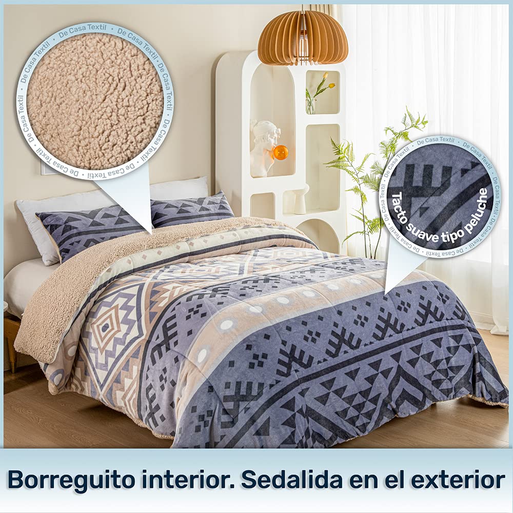 DECASATEXTIL®- Edredón nórdico Borreguito/Sherpa Borreguito de Alta Calidez - Tacto ultrasuave, cómodo, Ligero-Disponible en Varios Modelos. (Mel Gibson, Cama 150/160cm-250x260cm)