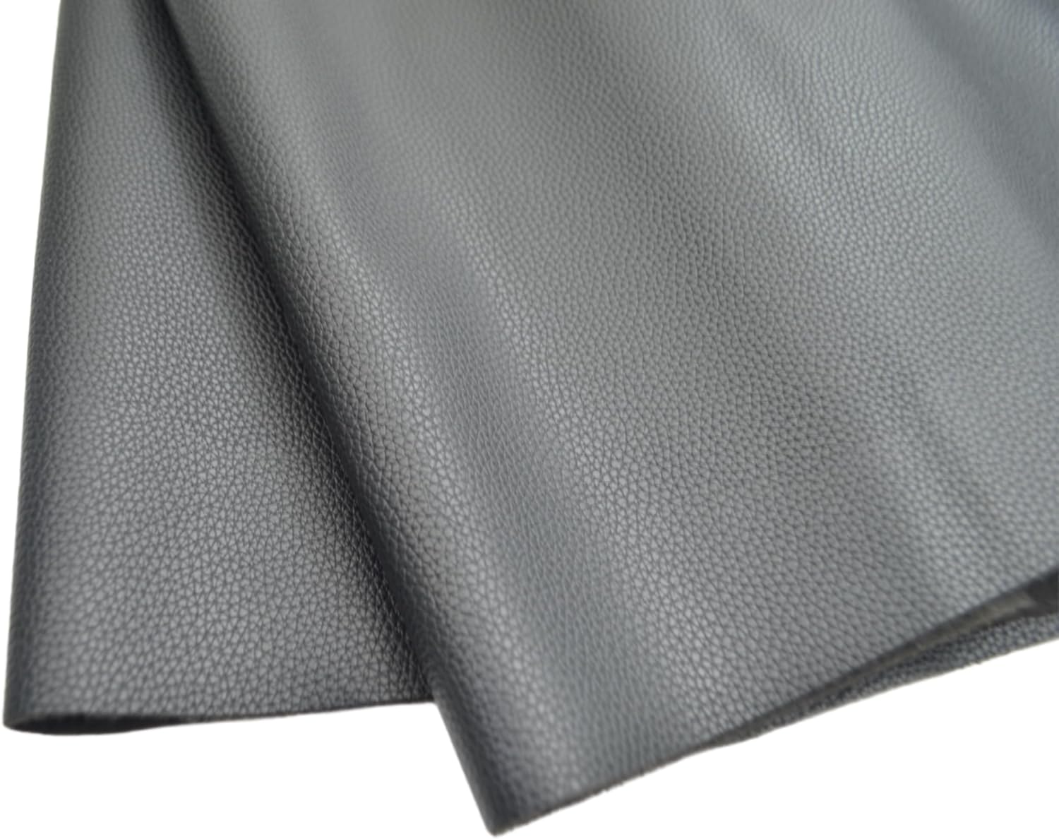 Black Litchi Pattern Vinyl Fabric, 1.1mm Thick Waterproof Faux Leather Upholstery Fabric for Sofa & Chair Repair, DIY Projects, Handbags, Home Decor - Easy to Clean, Odorless (2 Yards)