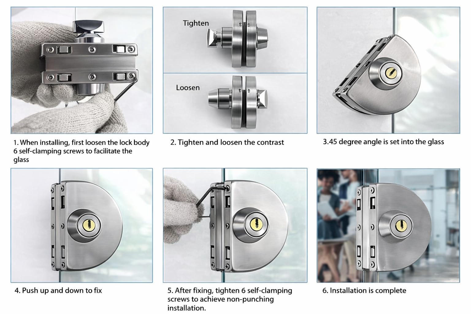 Master Glass Door Lock | One Side Key, One Side Knob | Stainless Steel - Silver | 5 Year Durability for Office, Shop & Home — Amazon image 3