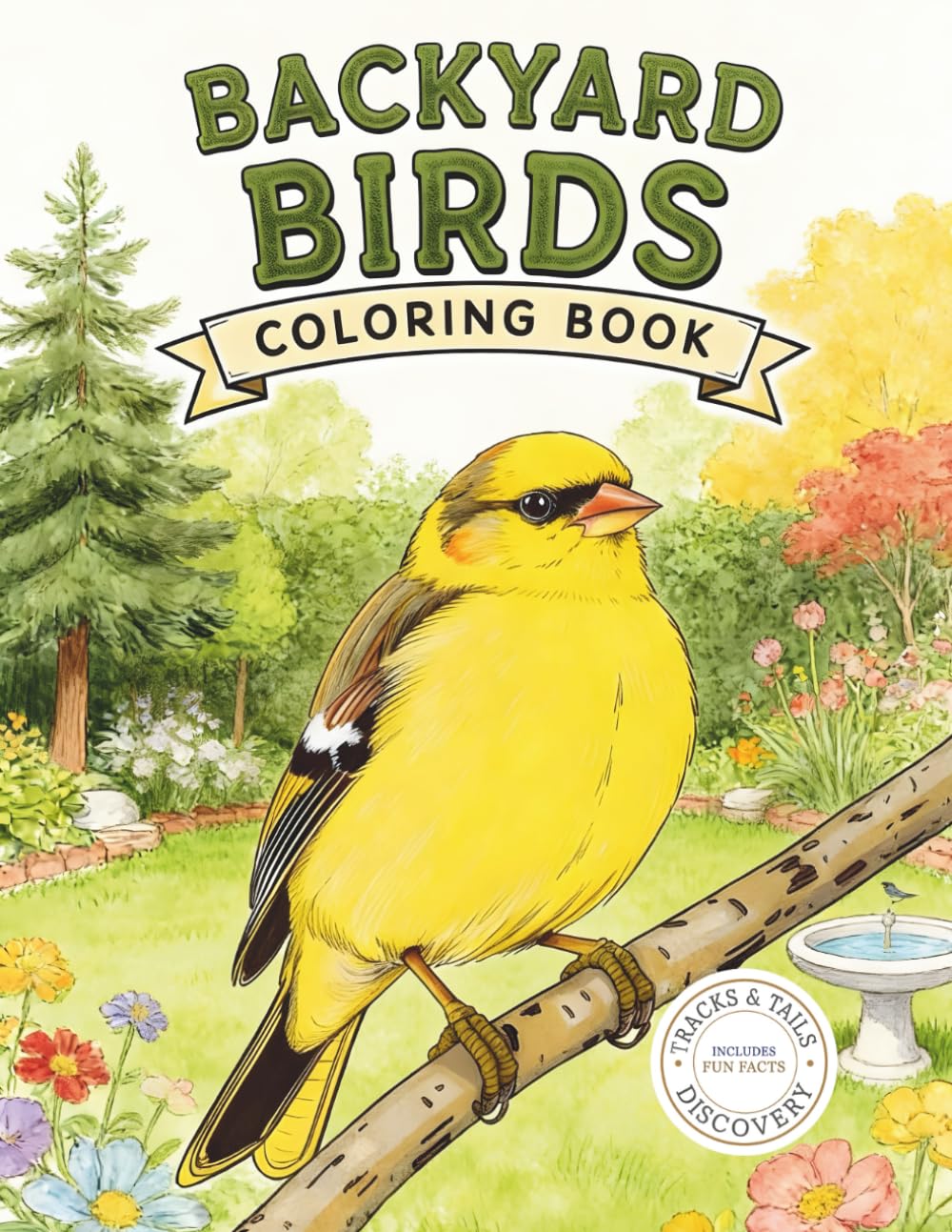 Backyard Birds Coloring Book: 40 Realistic North American Birds with Fun Facts and Natural Habitats (Tracks & Tails Discovery)