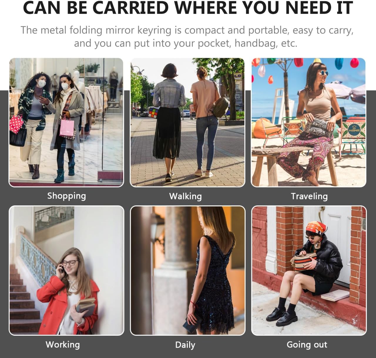 Balacoo 20 Pcs Sublimation Blank Pocket Makeup Mirrors: Folding Heart Shaped Mirror Keychain - Double Sided for Travel, Handbag, Purse - 1.77 × 1.38 Inch