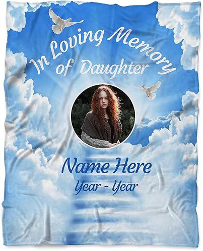 in Loving Memory of Your Family Member o amigo, manta personalizada con nombre y foto, manta conmemorativa conmemorativa para la pérdida del amor,