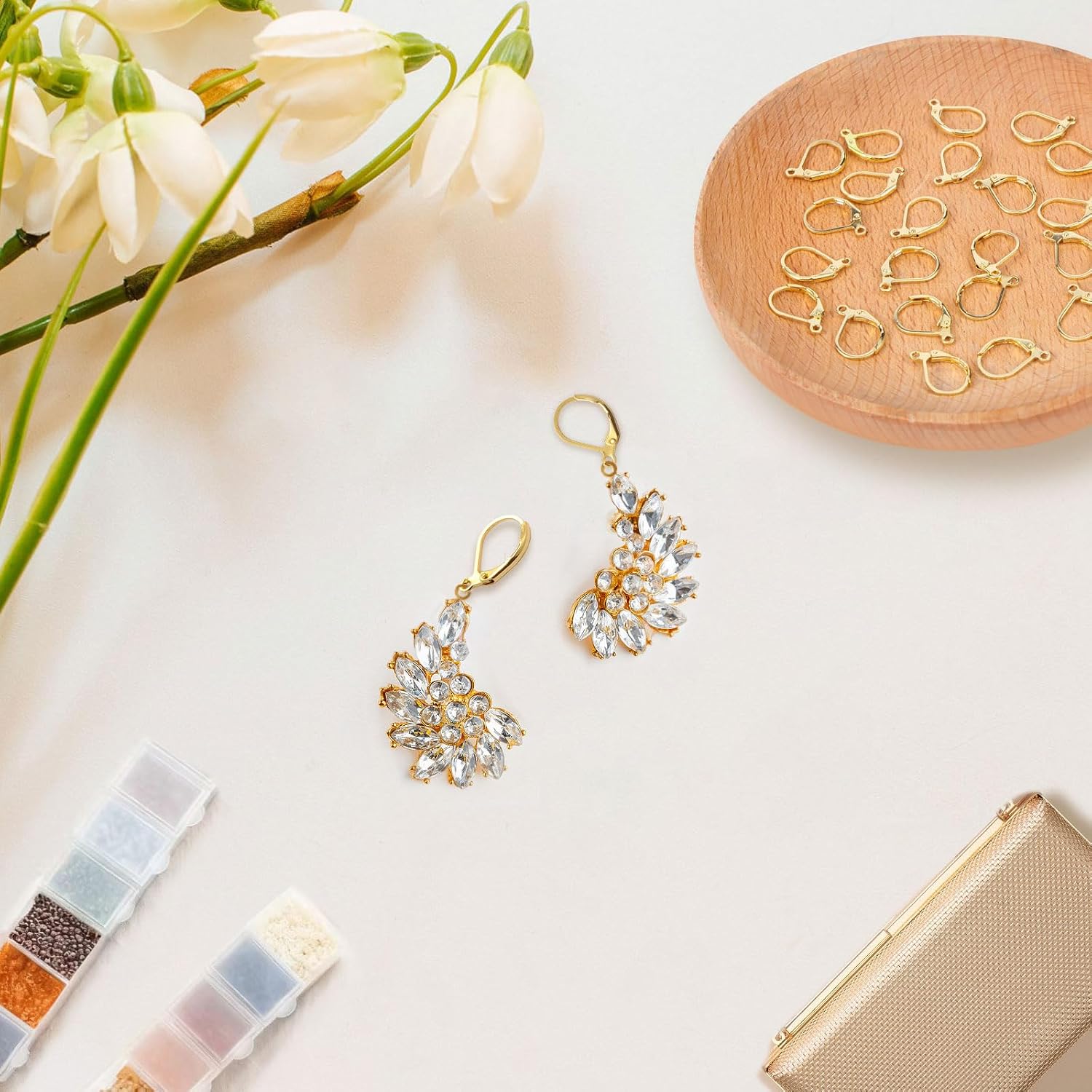 18K Gold Filled Dangle Ear Wires Hypoallergenic Tarnish Resistant Leverback French Findings for Jewelry Making