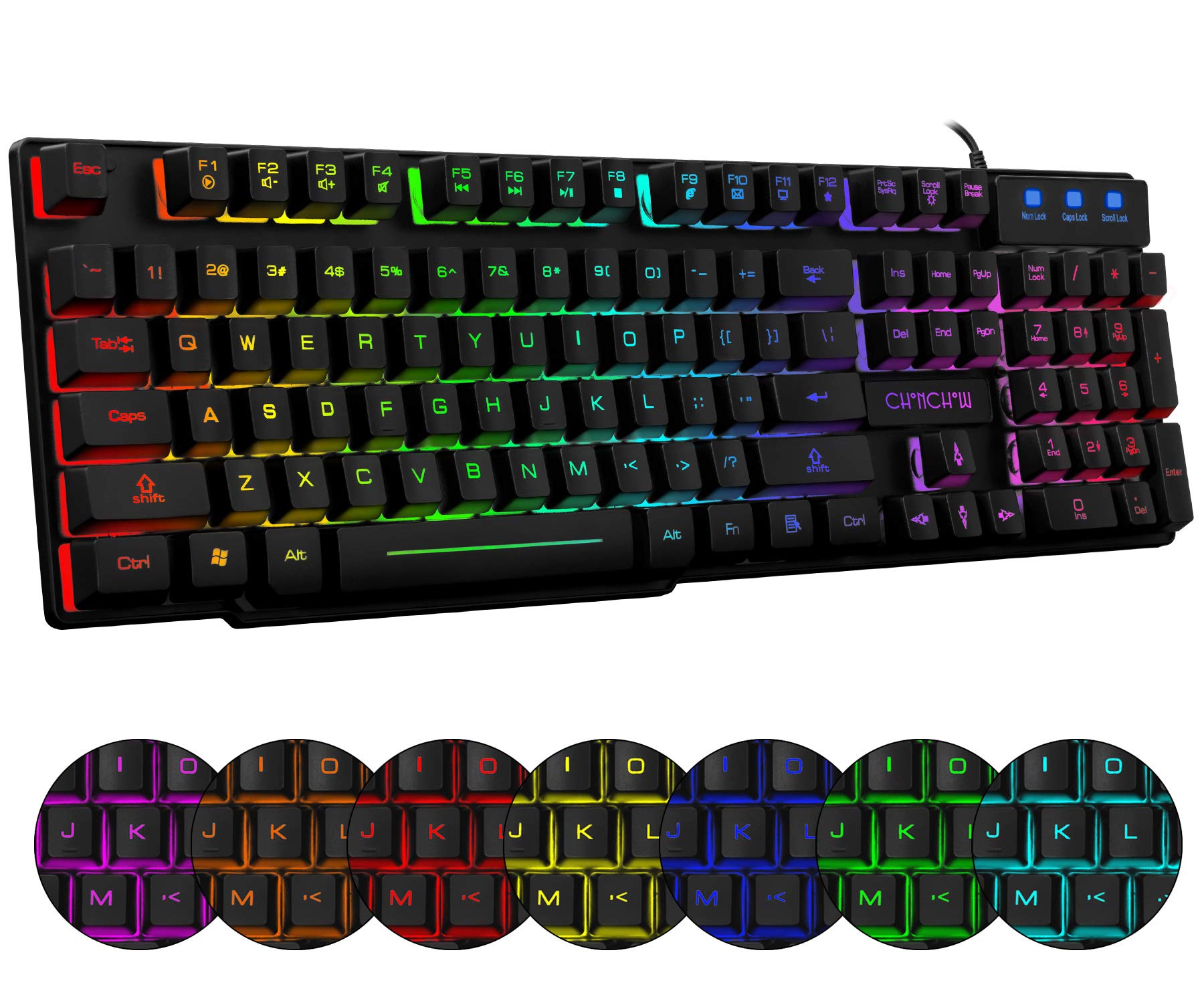 RGB Gaming Keyboard and Mouse Combo CHONCHOW 991b Rainbow Led Backlit 7