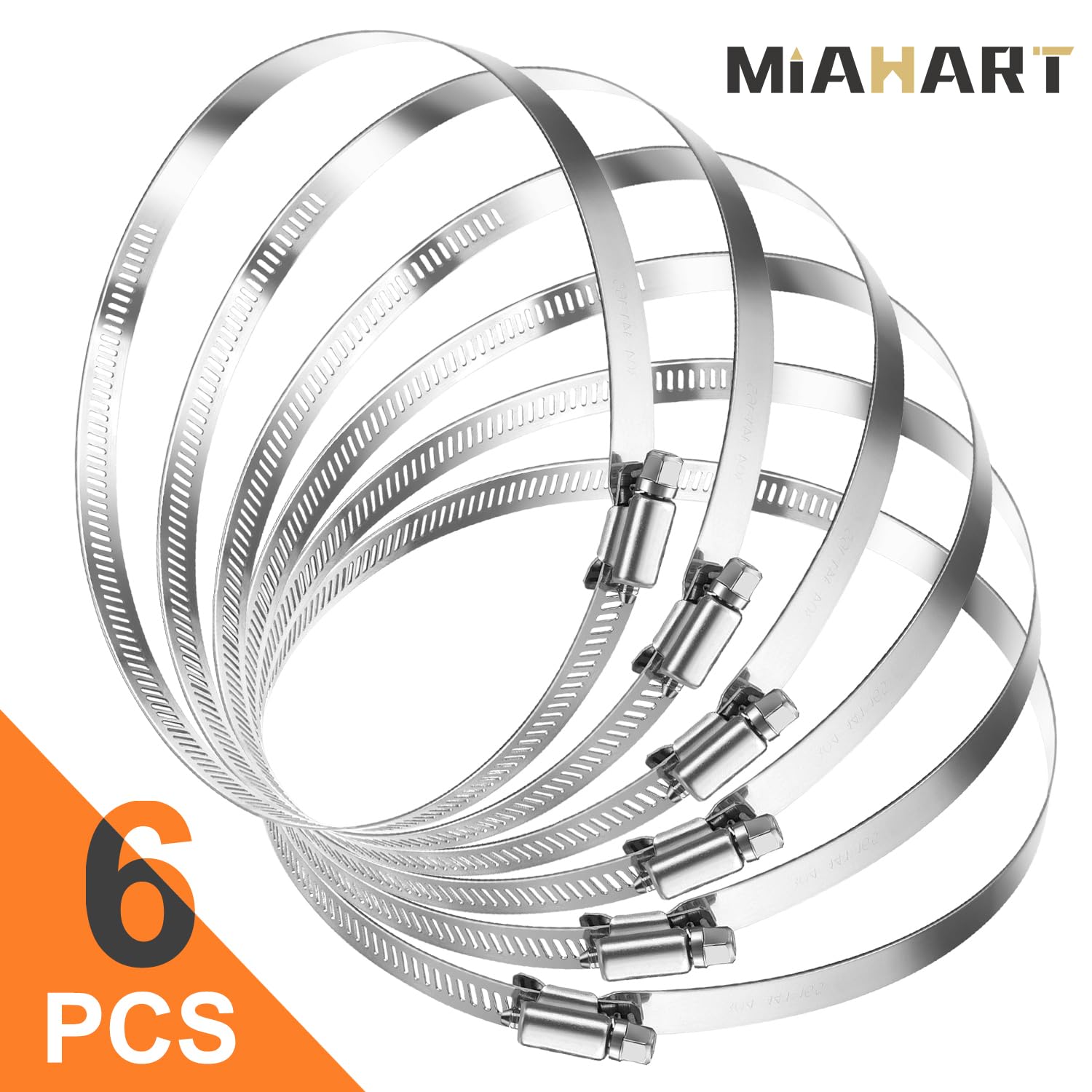 Stainless Steel Hose Clamps - 6 Pack -7 Stainless Steel Hose Clamps - 6 Pack -7