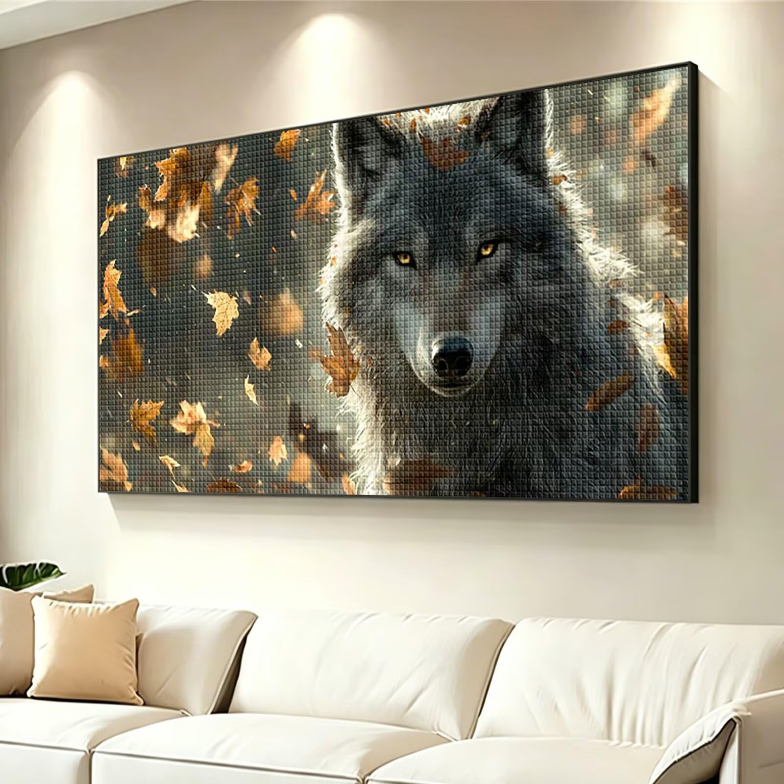 Diamond Painting Grande 200x100cm Lobo Diamond Painting Adultos, DIY Animal Pintura de Diamante Manualidades Adultos, 5D Cuadrado Rhinestone Bordado Punto de Cruz para Home Decoration Regalo 0J-859