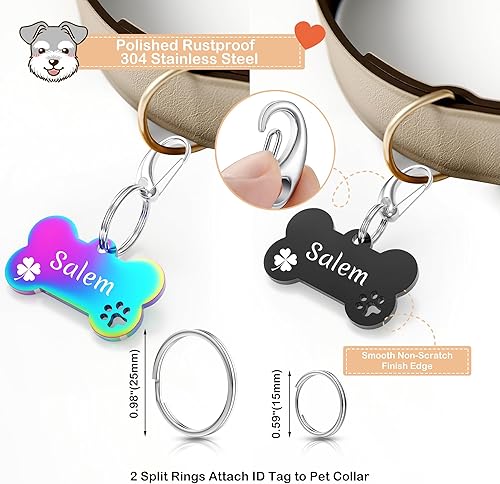 Miniatura 4 de Etiquetas para perros grabadas para mascotas, etiqueta de identificación de GISUERY con 48 opciones de icono, acero inoxidable y grabado de doble