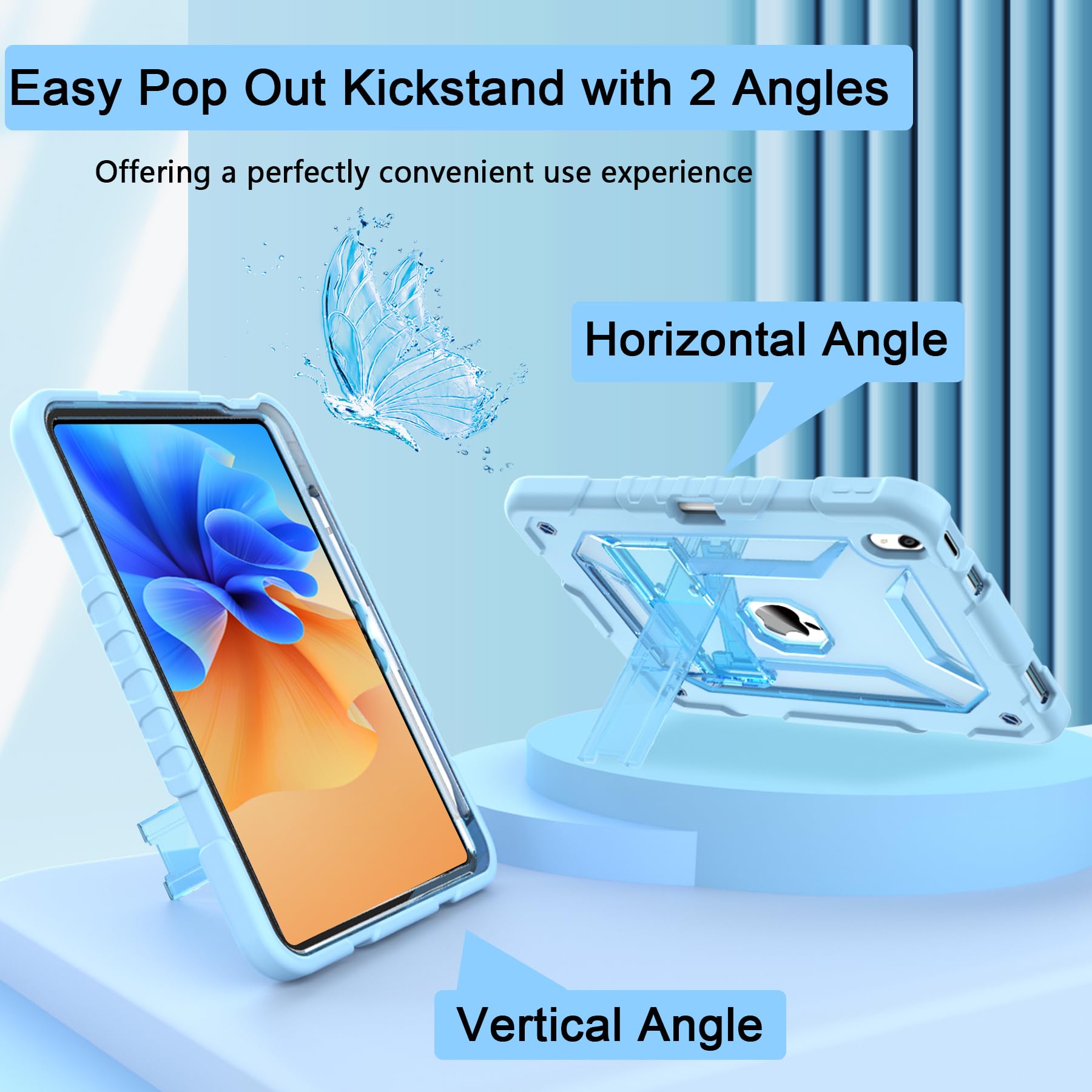 TIMISM Case for iPad 10th Generation 2022 iPad A16 11 Inch 2025 with Pencil Holder & Kickstand Translucent Hard PC Back Cover Heavy Duty Shockproof Protective Case for iPad 1110 Clear Blue product thumbnail 5