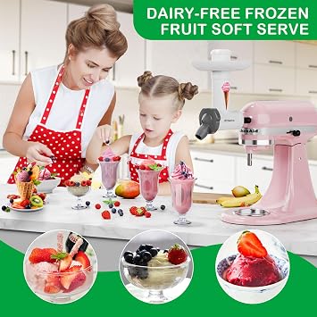 Dairy-Free Ice Cream Maker Attachment for KitchenAid Stand Mixer, Natural Fruit Desserts Maker, Frozen Yogurt Maker, Dishwasher-Safe Sorbet Maker, Frozen Fruit Soft Serve Maker by OTOmitra