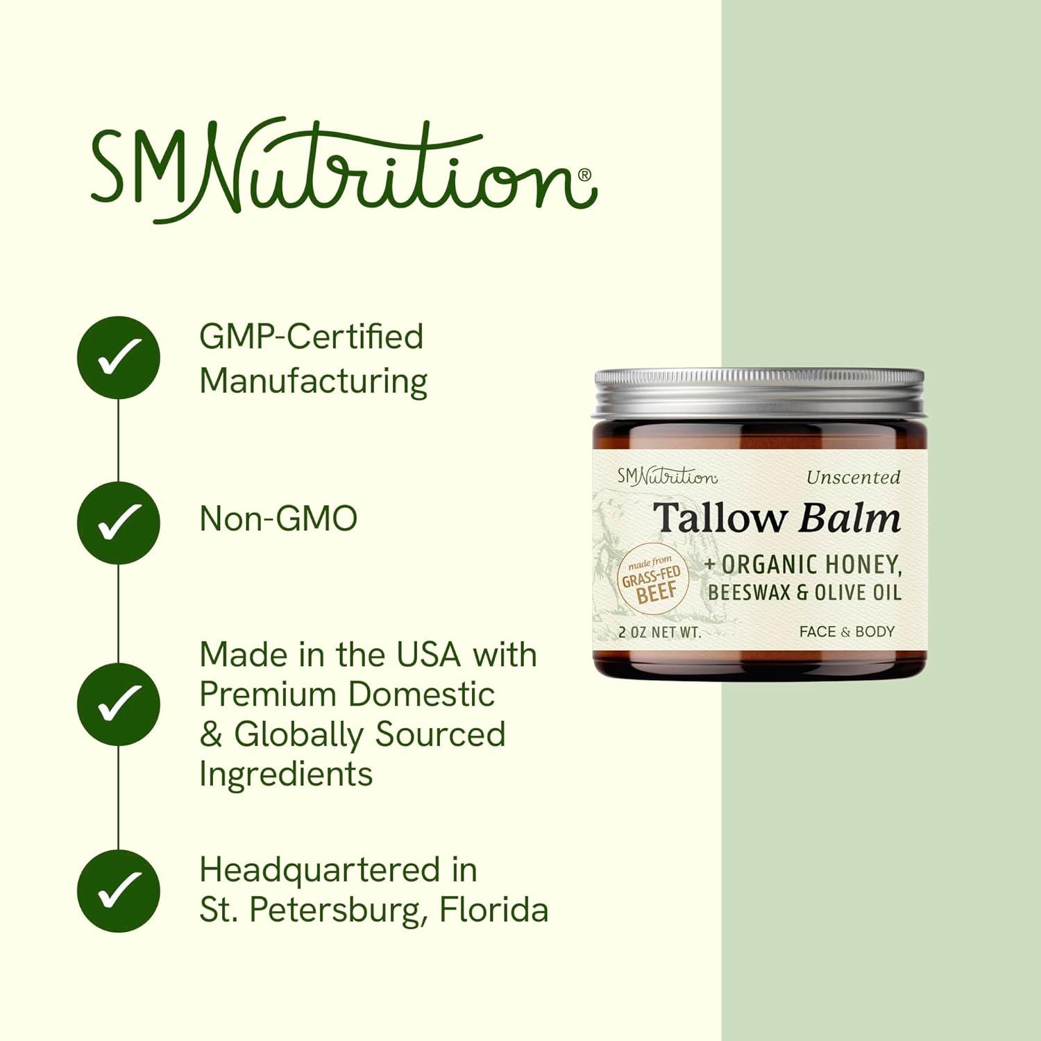 Beef Tallow Honey Balm | Face & Body | With Organic Honey, Beeswax & Olive Oil | Face Moisturizer & Body Balm | Grass Fed Beef Tallow for Skin Support | Paraben, BPA & Cruelty-Free | Unscented, 2 oz - Image 2