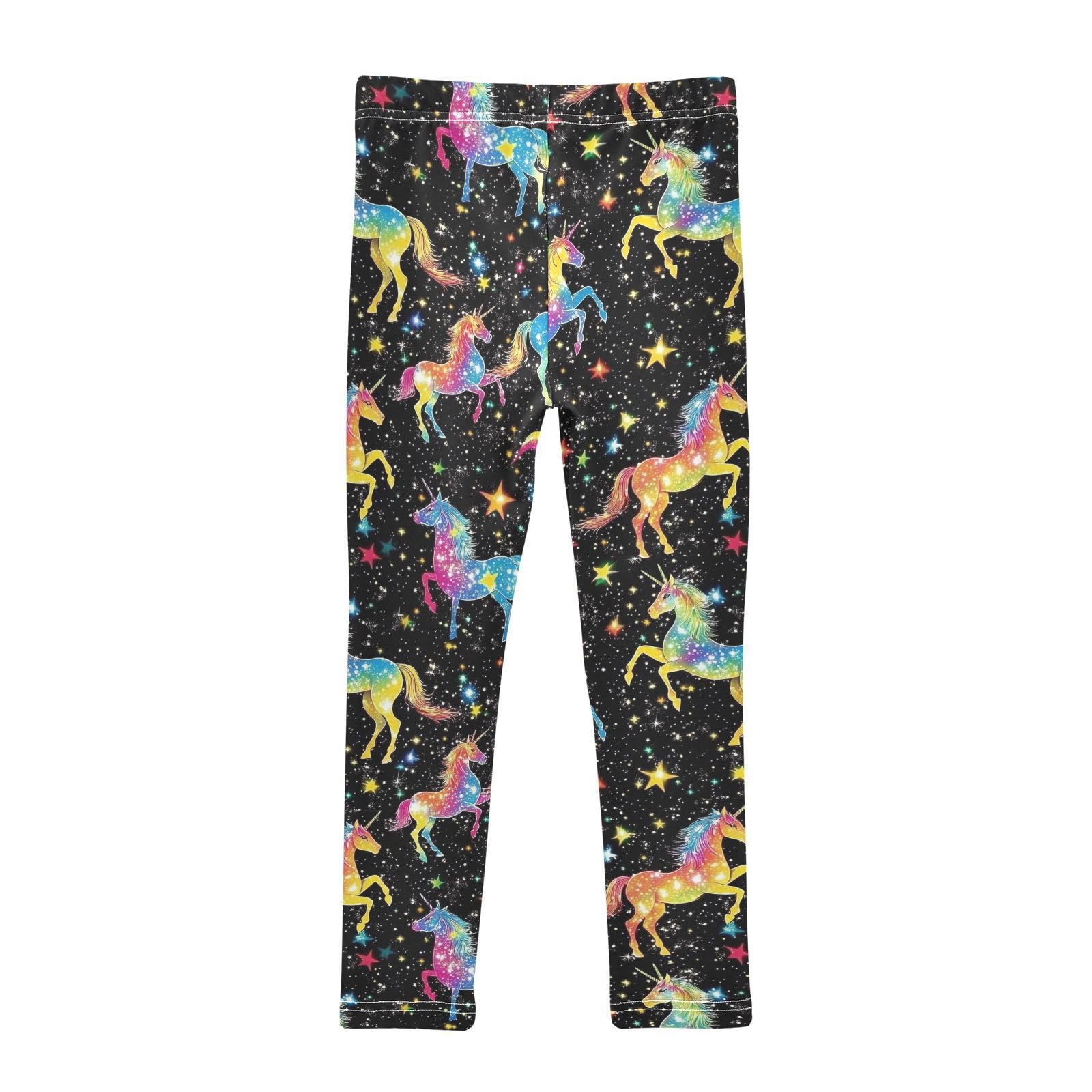 Rainbow Unicorns Girls' Leggings Toddler Doodles Stars Kids Yoga Pants Dance Active Tights 7-8T