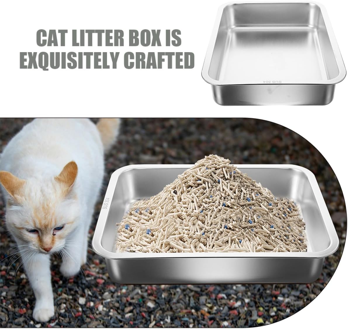 Stainless Steel Cat Litter Box Durable Tray for Small and Cats Easy to Design Open Litter Pan for Effortless Pet