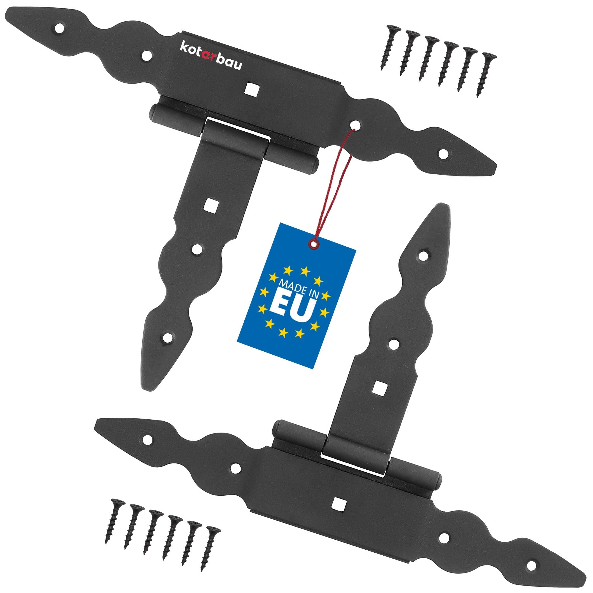 KOTARBAU Set of 2 T Hinges Black Length 150 mm Cross Hinges Powder-Coated Steel Garden Gate Hinge Wooden Door Hinge Heavy Duty Door Hinges — image 1