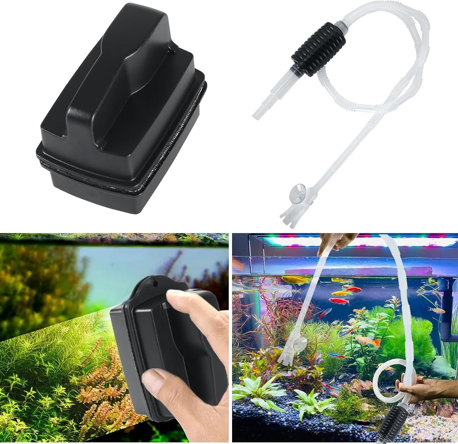 TIDGAD Aquarium Syphon Pump Aquarium Fish Tank Glass Cleaner