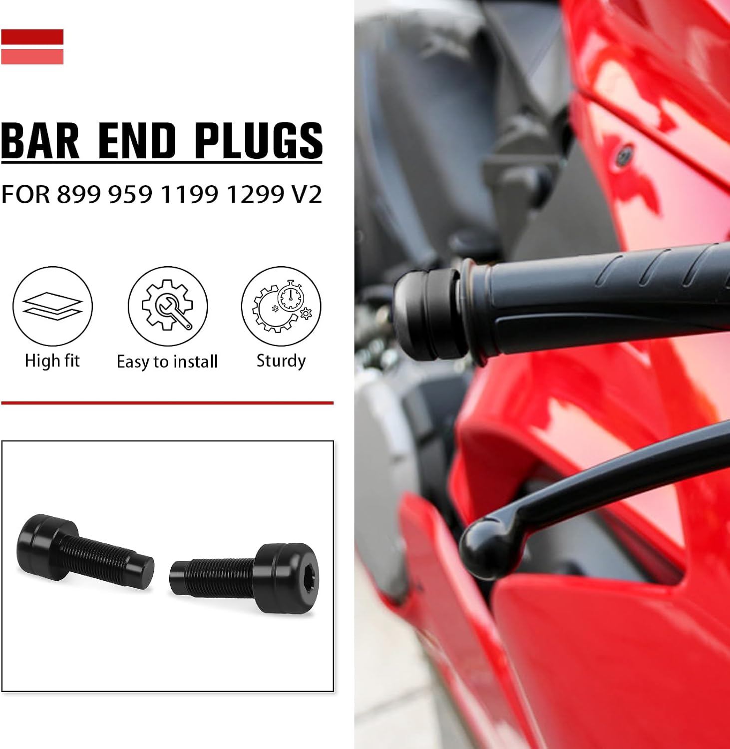 CHIFUN 1 Pair Bar Ends Plug Anti Vibration Weight Sliders Replacement for Ducati Panigale V2 899 959 1199 1299 S/R CNC Aluminum Handle Bar End Caps