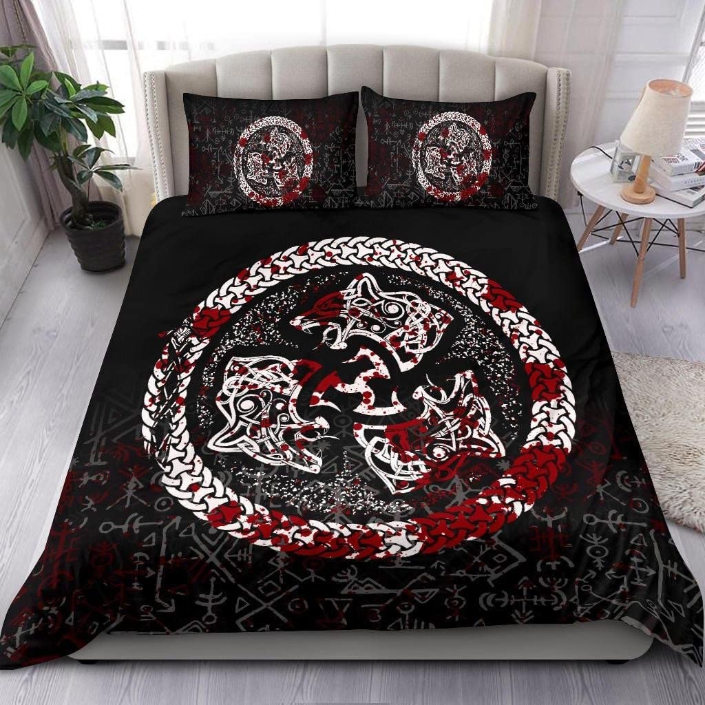 Housse de couette Viking loup Fenrir parure lit 3 pièces mythologie