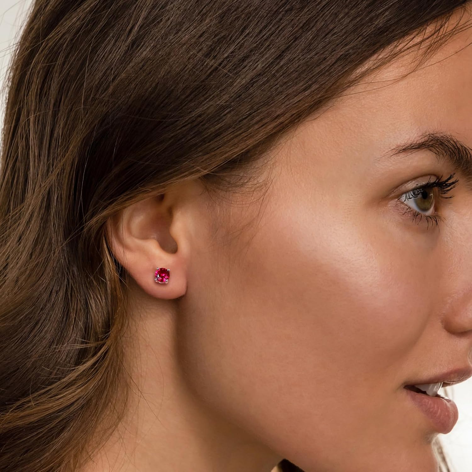 Birthstone Earrings 925 Sterling Silver Hypoallergenic Dainty Small 5mm 6.5mm Round Cut Cubic Zirconia Moissanite Gemstone Fine Earrings. 1 Pair, Send Gift Box