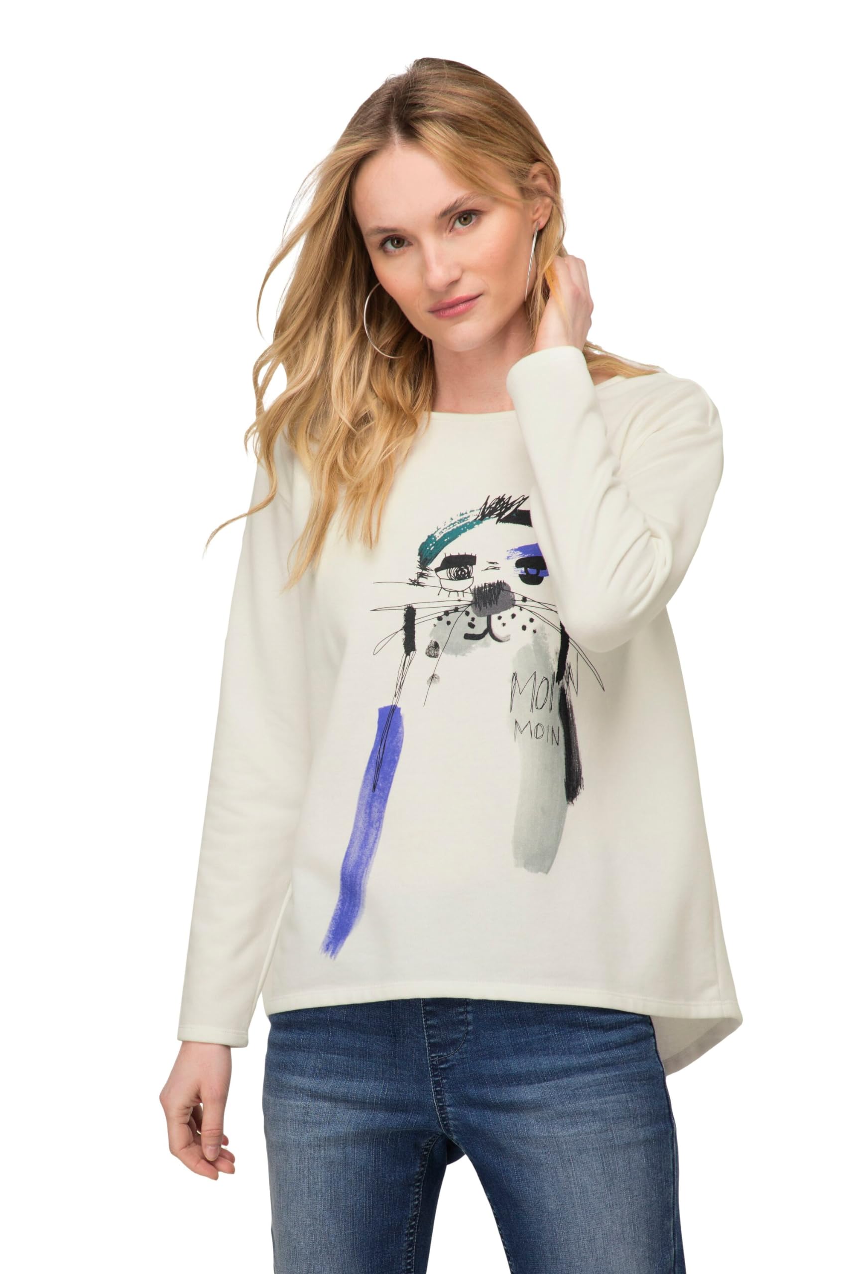 Laurasøn Sweatshirt, Oversized, Robben Print, Rundhals, Langarm 819484