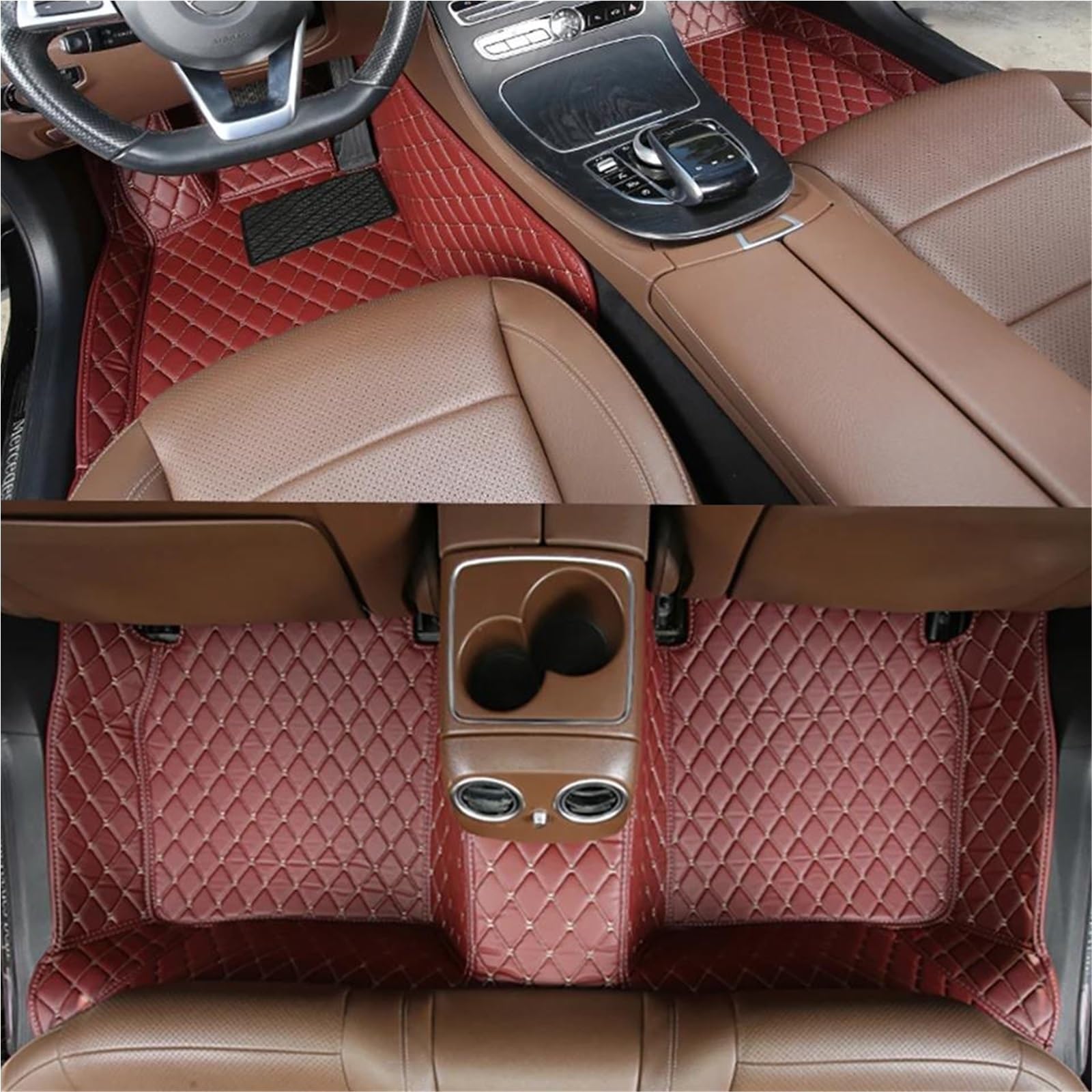 Alfombrillas Universales Coche Juegos Completos Duraderas, Impermeables para Todo Tipo Clima para Hyundai I20 2021-2023 Durable(Rojo,LHD)