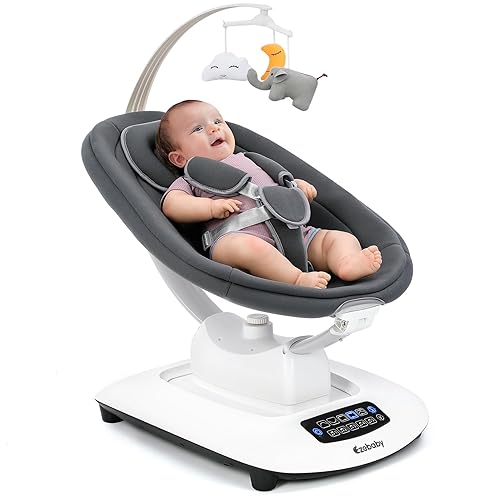 Ezebaby Columpio eléctrico para bebés con 5 movimientos únicos, 5 velocidades, canciones de cuna, habilitado para Bluetooth, columpios inteligentes