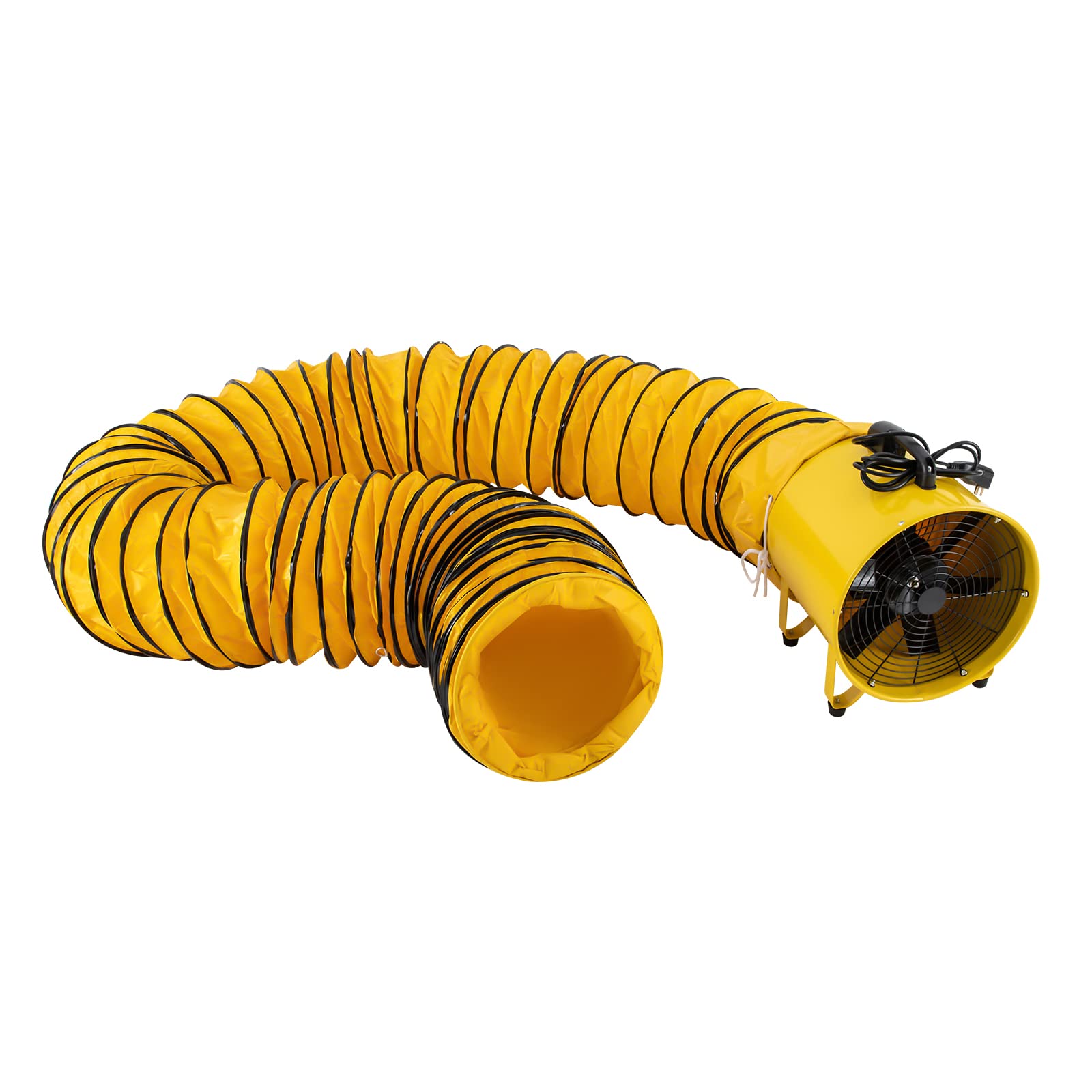 TITIDU 1100W Industrial Blower Fan with 32.8ft PVC Ducting - Dual Speed (1900/2800 RPM), 5400 m³/h Airflow, IP44 Protection - for Workshop/Factory/Ventilation - Yellow