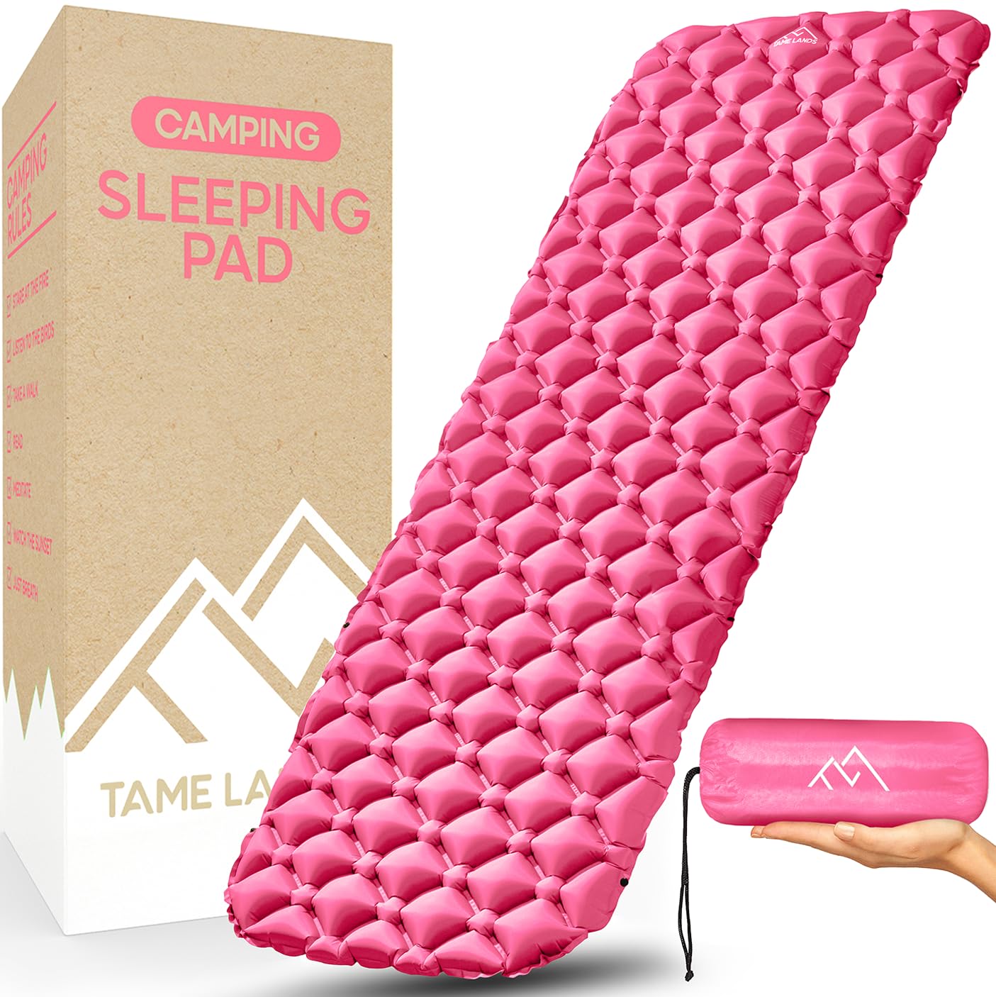 Materassino per campeggio, ultraleggero, per escursioni, viaggi e attività all'aperto, 481,9 g, rosa
