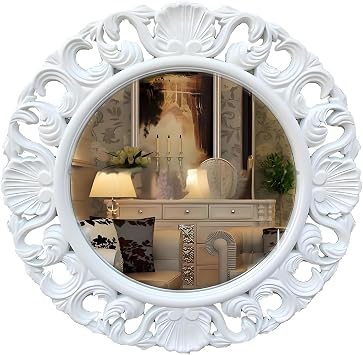 LTSRLL Vintage Decorative Wall Mirror for Table Top Or Wall Hanging Display Sun Modeling Make Up Mirror TrayWhite,48cm/18.9in