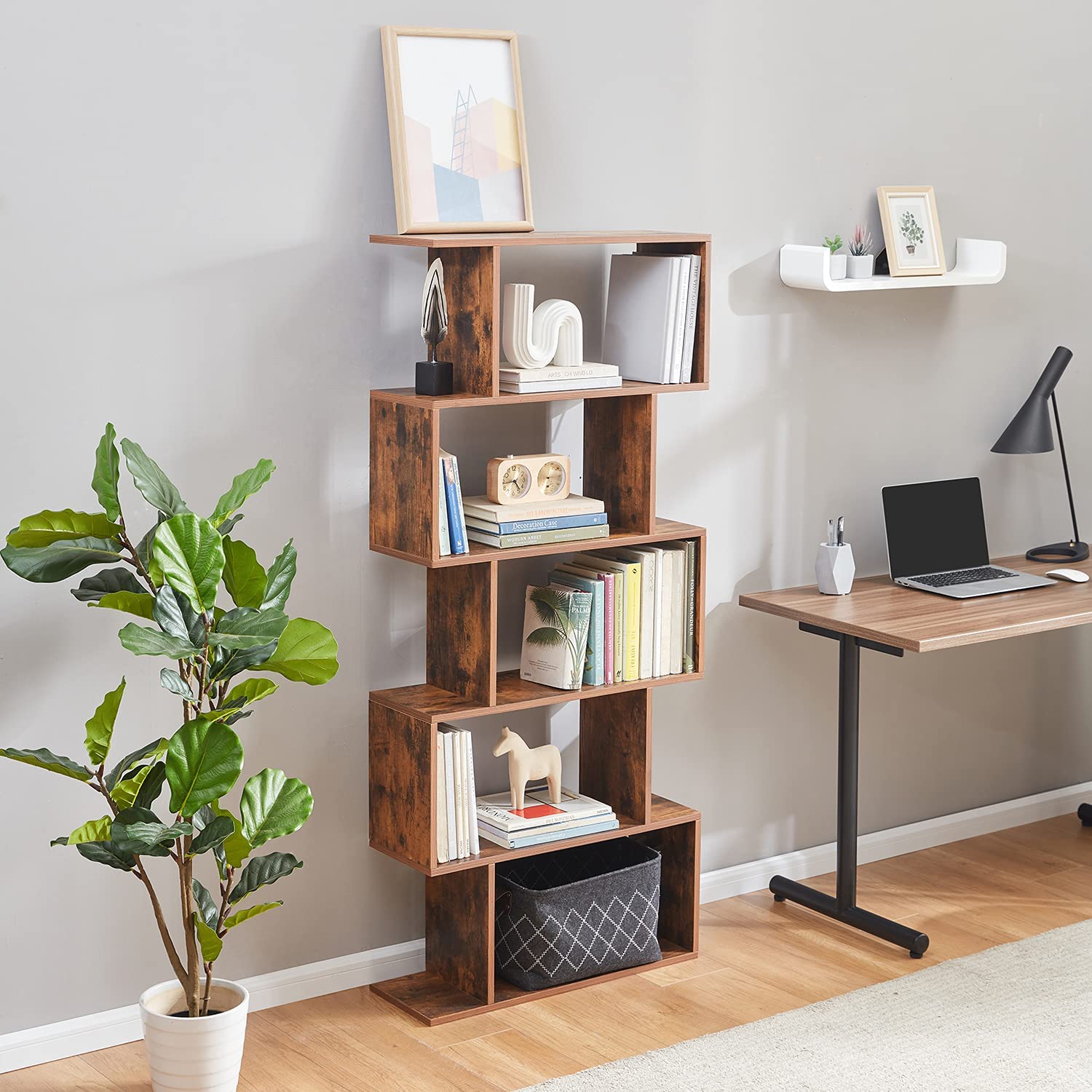 Buy Sunon Geometric 5Tier Bookshelf, Modern Bookshelf 5 Standing
