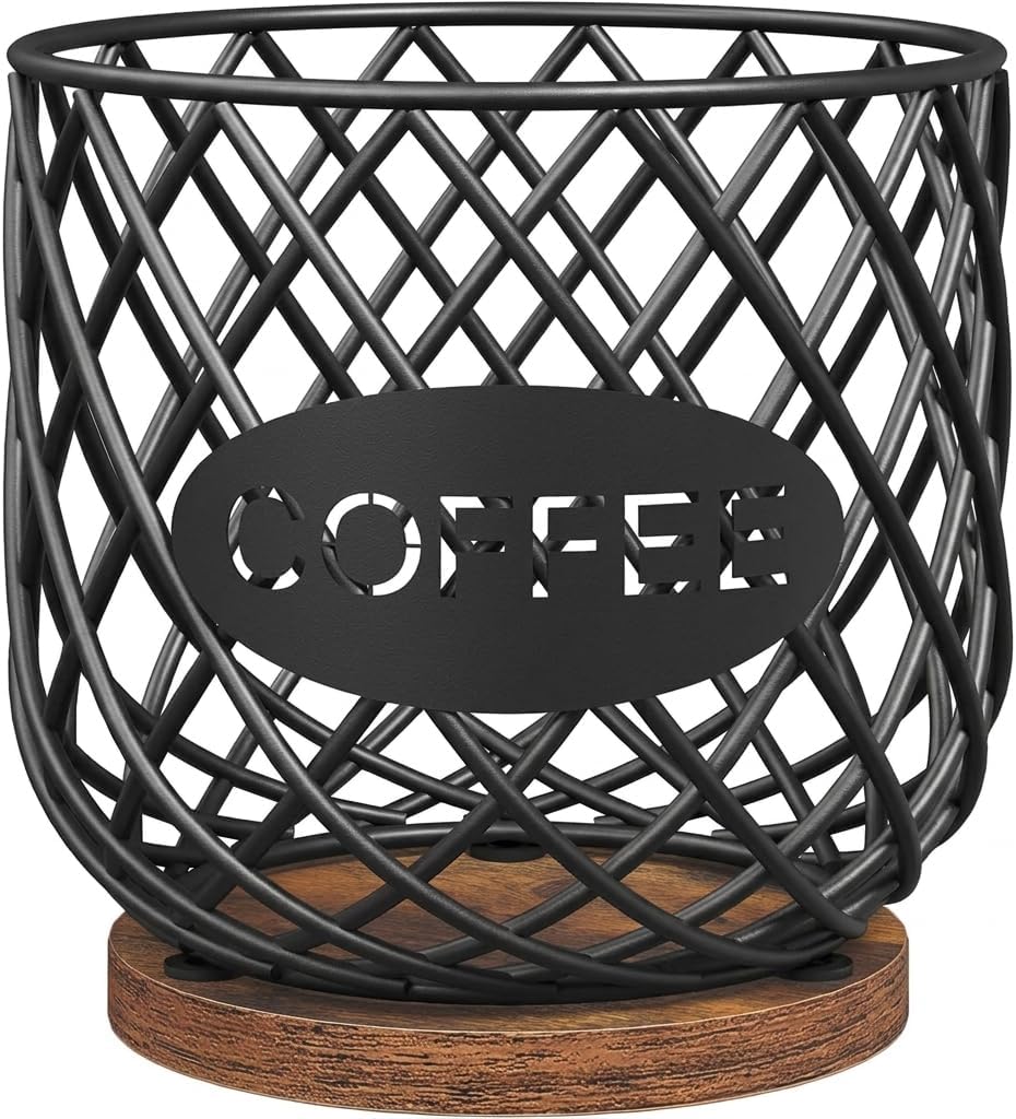 Coffee Pod Holder Organizer for Kitchen Countertop, Metal Wood