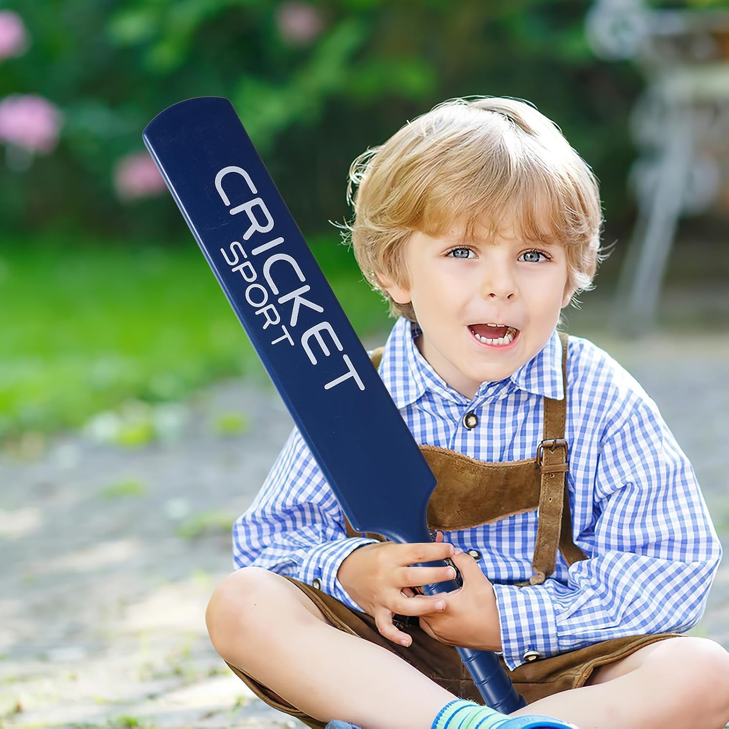 VOSAREA Kids Cricket Bat and Ball Set, Outdoor Backyard Play Cricket Toy with Stumps and Base, Interactive Fun Game for Kids and Family