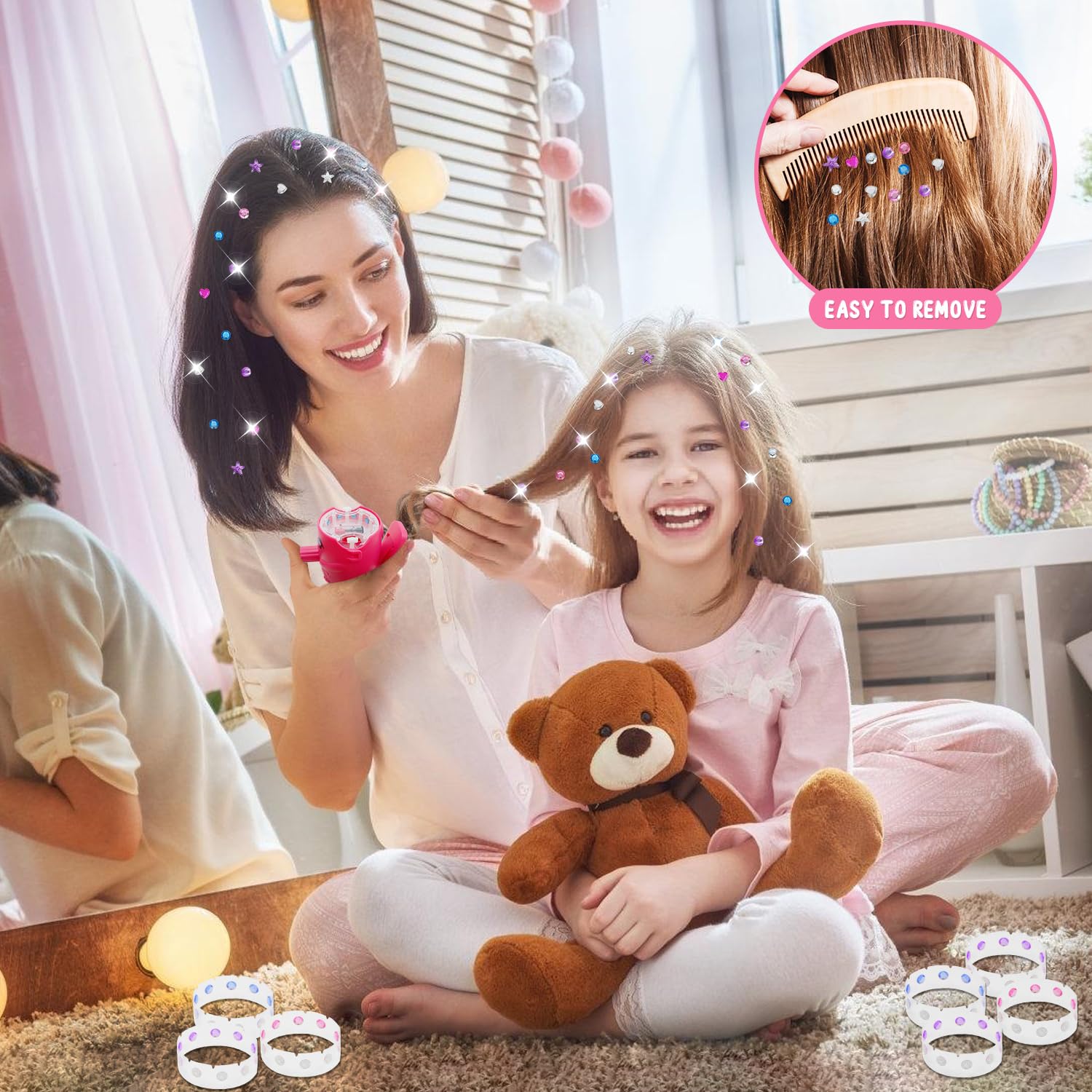 Enfant Machine à - Kit 180 Gemmes Décoratives - Créatif Pour Filles 4-12 Ans Strass Cheveux