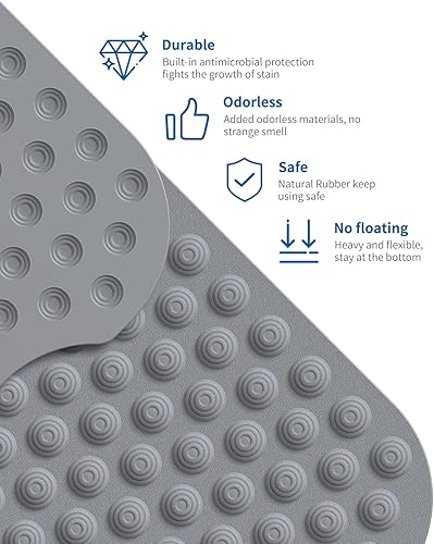 Miniatura 3 de Tapete para bañera antideslizante sin ventosas, 39 x 16 pulgadas, extra largo, para ducha, baño, lavable a máquina, de goma natural (39 x 16