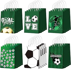 50 PCS Soccer Gift Bags - Football Themed Treat Bags For Sports Parties & Team Events