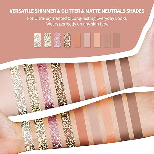 Miniatura 5 de Mini paleta de sombras de ojos, 9 colores neutros nude mate brillante glitter paleta de sombra de ojos altamente pigmentada ultra-mezclable de #2