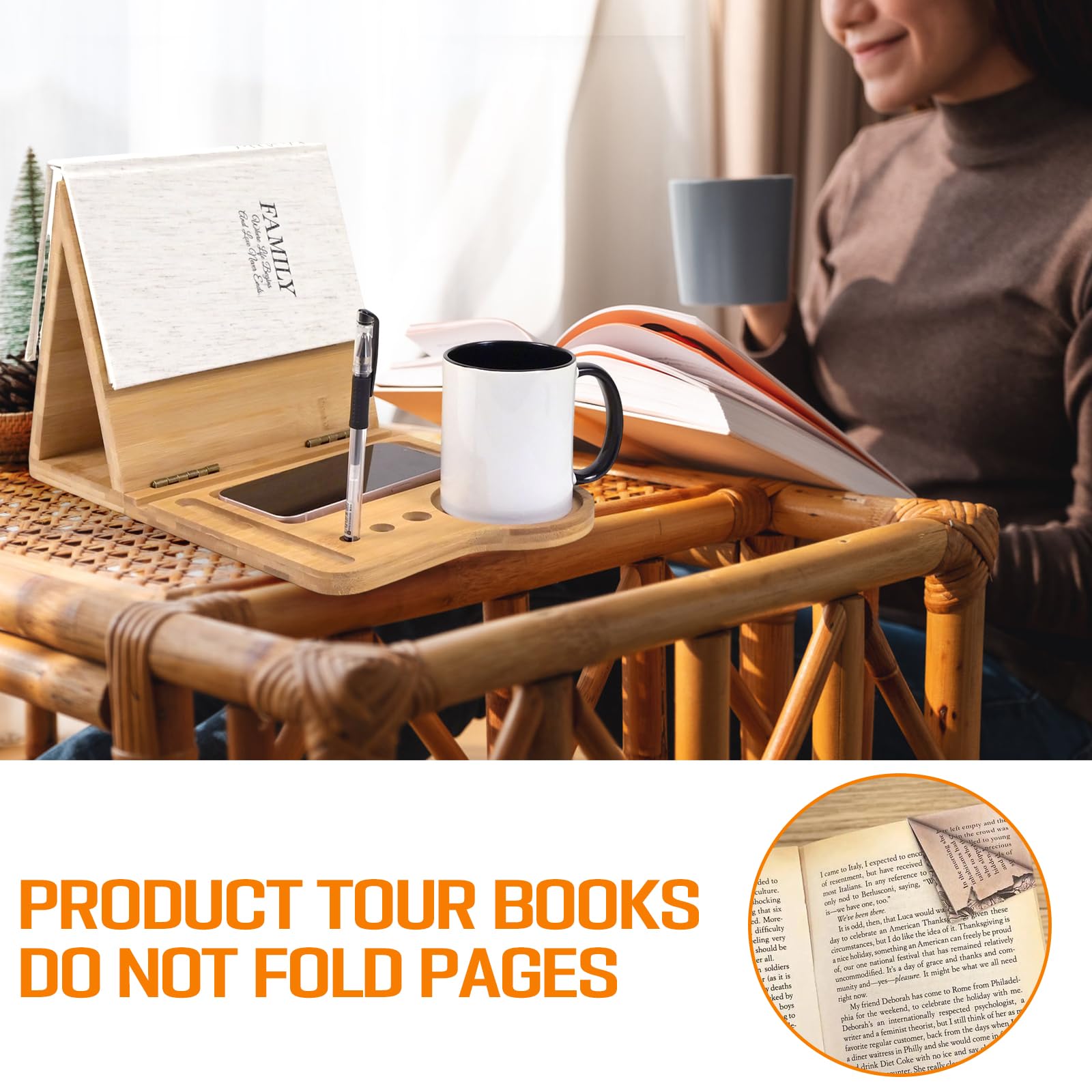 Support De Livre En Bois Triangulaire – Idéal Pour Lire Confortablement Avec Un Porte-gobelet Intégré !