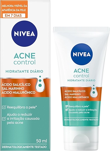 NIVEA Hidratante Facial Acne Control - Ajuda a combater 99% das bactérias causadoras da acne, controla a oleosidade, proporciona efeito matte, remove células mortas, reduz a vermelhidão
