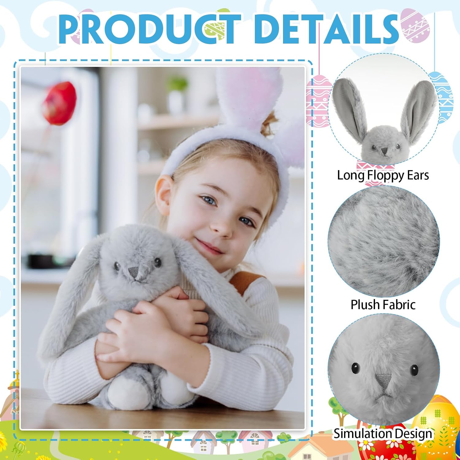 10 Pack Easter Bunny Stuffed Animals Bulk 13.5 Inch Plush Bunny Toys Fluffy Cute Rabbits with Long Ears for Boys Girls Easter Gift, Birthday Baby Shower Party Favor - Image 3