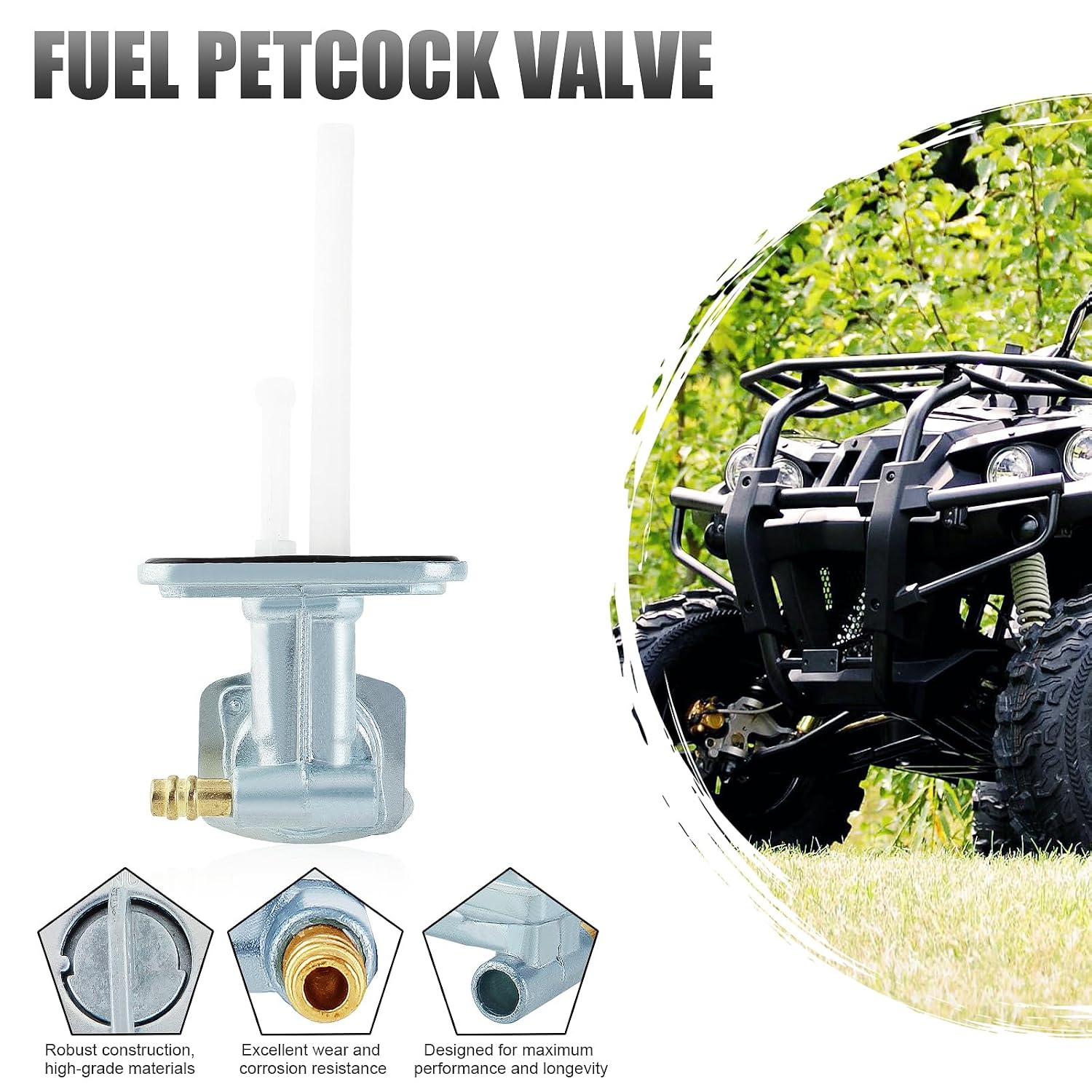 Fuel Gas Petcock Valve Tank Switch Compatible with Yamaha Bear Tracker 250 Big Bear 250 350 400 Big Wheel 80 200 350 Bruin 250 350 YFM250 YFM350 YFM400 BW200 BW200E BW80 YFM250B Motorcycle ATV