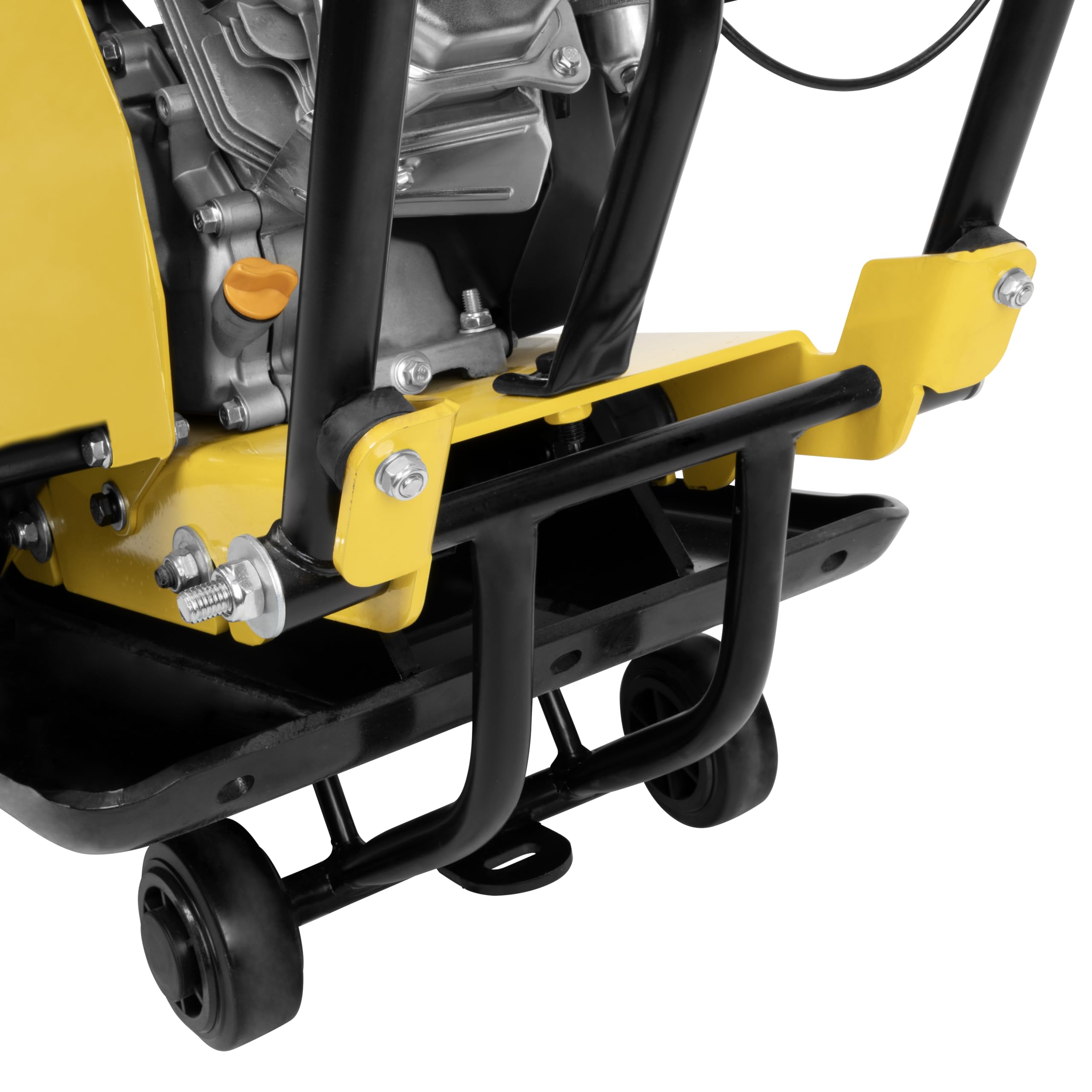 Güde GRP 80E Rüttelplatte - 4-Takt-Motor, 196 Kubikzentimeter Hubraum, 4,1 Kilowatt, 5,5 PS, 42 x 52 Zentimeter Arbeitsplatte, 14 kN Verdichtungsdruck, 20 m/min Vorlauf, Polyurethanmatte, Fahrwerk