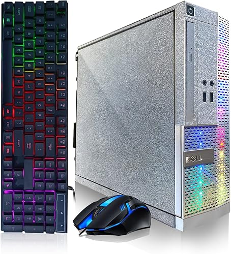 Dell PC Treasure Box RGB Computadora de escritorio Intel Quad Core I5 hasta 3.6G, 16G, 512G SSD, WiFi y Bluetooth, teclado y mouse RGB para juegos,