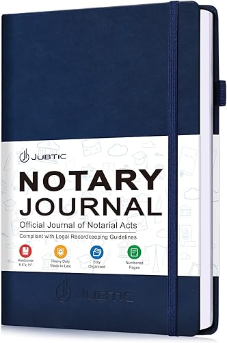 JUBTIC Libro de registro de notario - Diario público de notario de tapa dura de actos notariales - Suministros notariales con guardia de privacidad
