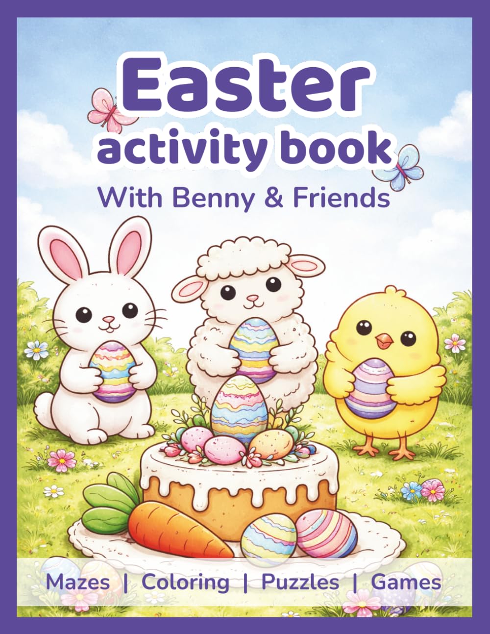 Easter Activity Book for Kids Ages 4-8: A Fun Easter Basket Stuffer with Coloring Pages, Mazes, Word Search, and Dot-to-Dot. Help Benny the Bunny Find ... (Benny the Bunny's Seasonal Adventures)