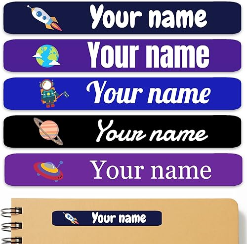 100 etiquetas de nombre personalizadas para niños, calcomanías de texto personalizables, impermeables, para suministros escolares, cuadernos,