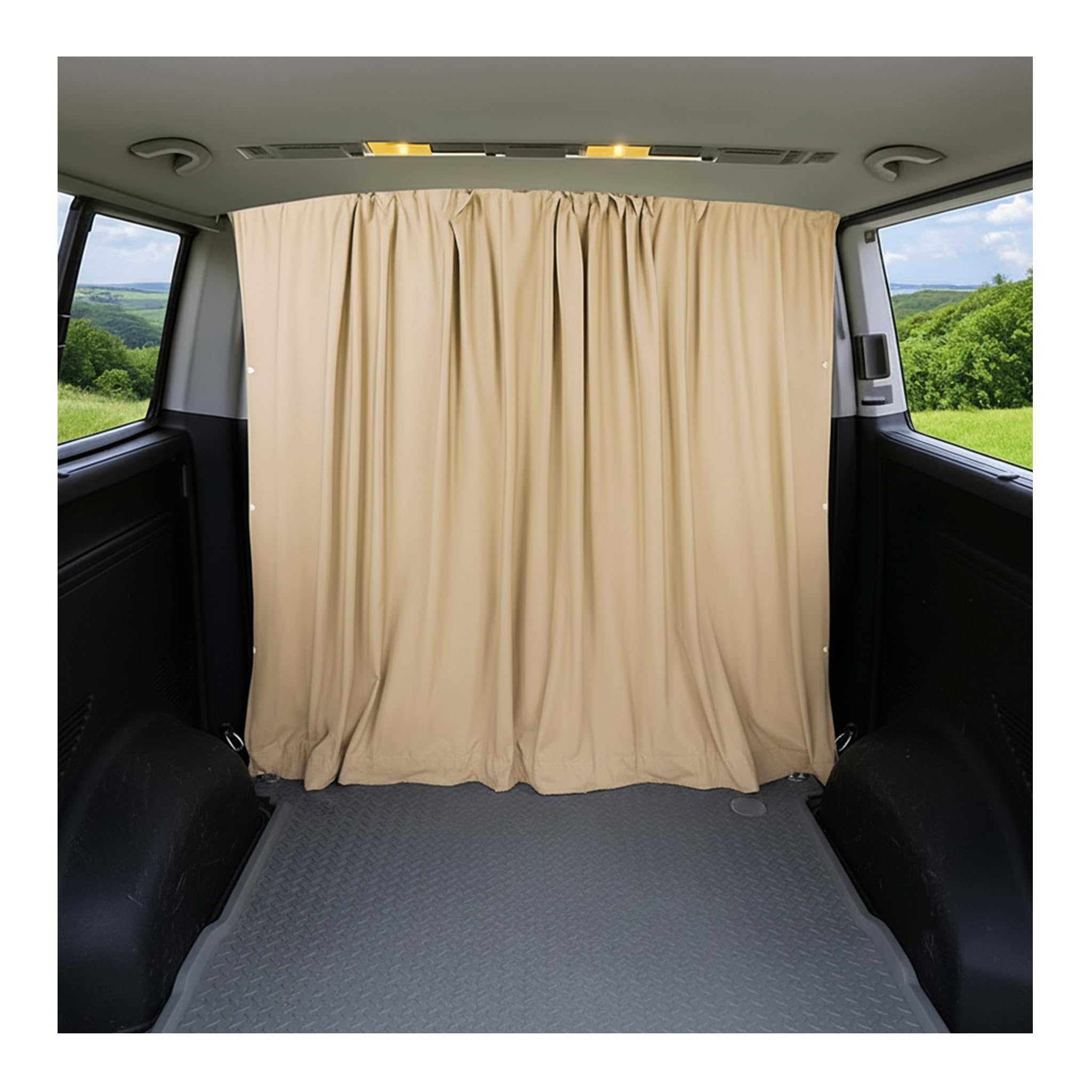 OMAC Rideaux De Séparation de Cabine Universel pour Voiture H3 Beige Tissu