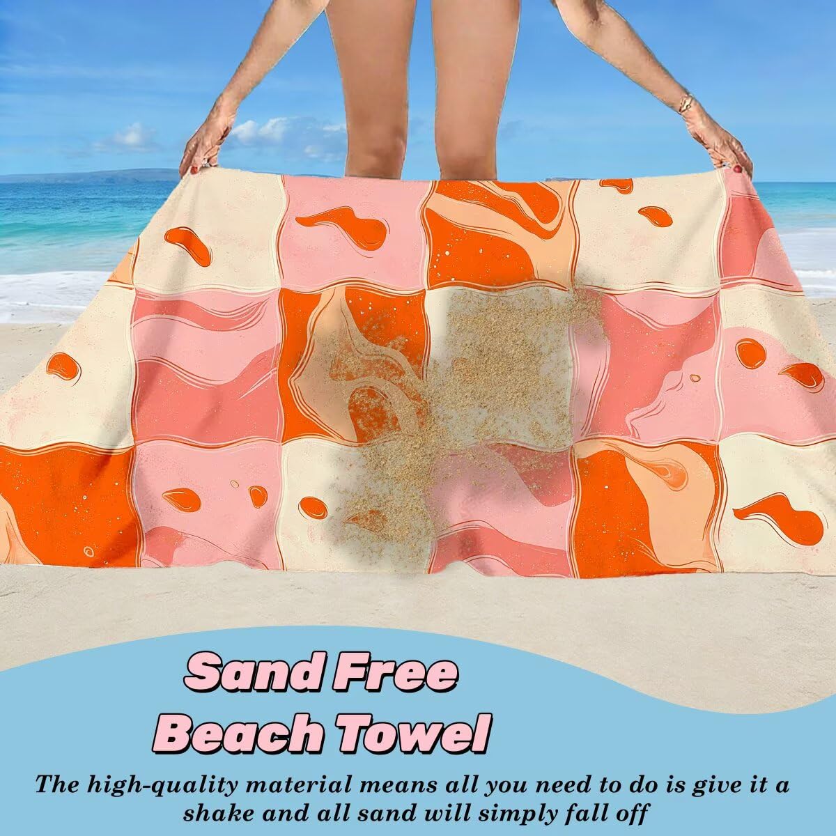 Serviette de Plage XXL 90x200 cm, Lot de 2 Serviette de Bain Microfibre, Anti Sable Serviettes Plage, Séchage Rapide Drap de Bain pour Homme Femme, Portable Serviettes pour Natation (Treillis) -3929
