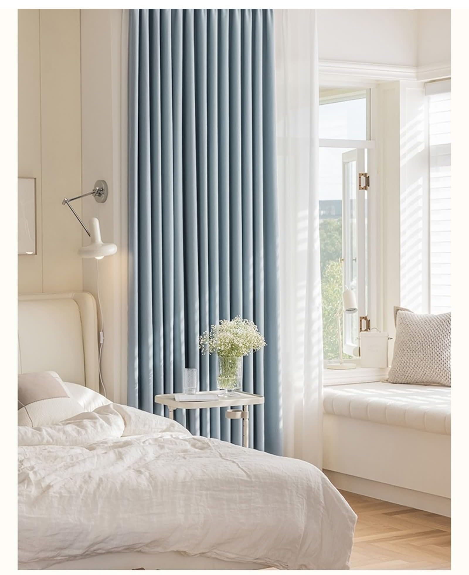 Rideau occultant chambre 132x115 rideaux fenêtres opaques bleu brumeux isolant aspect lin