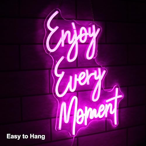 Miniatura 2 de Kullneon Letrero de neón con texto en inglés "Enjoy Every Moment" ("Enjoy Every Moment"), letrero de neón para decoración de pared, letreros de